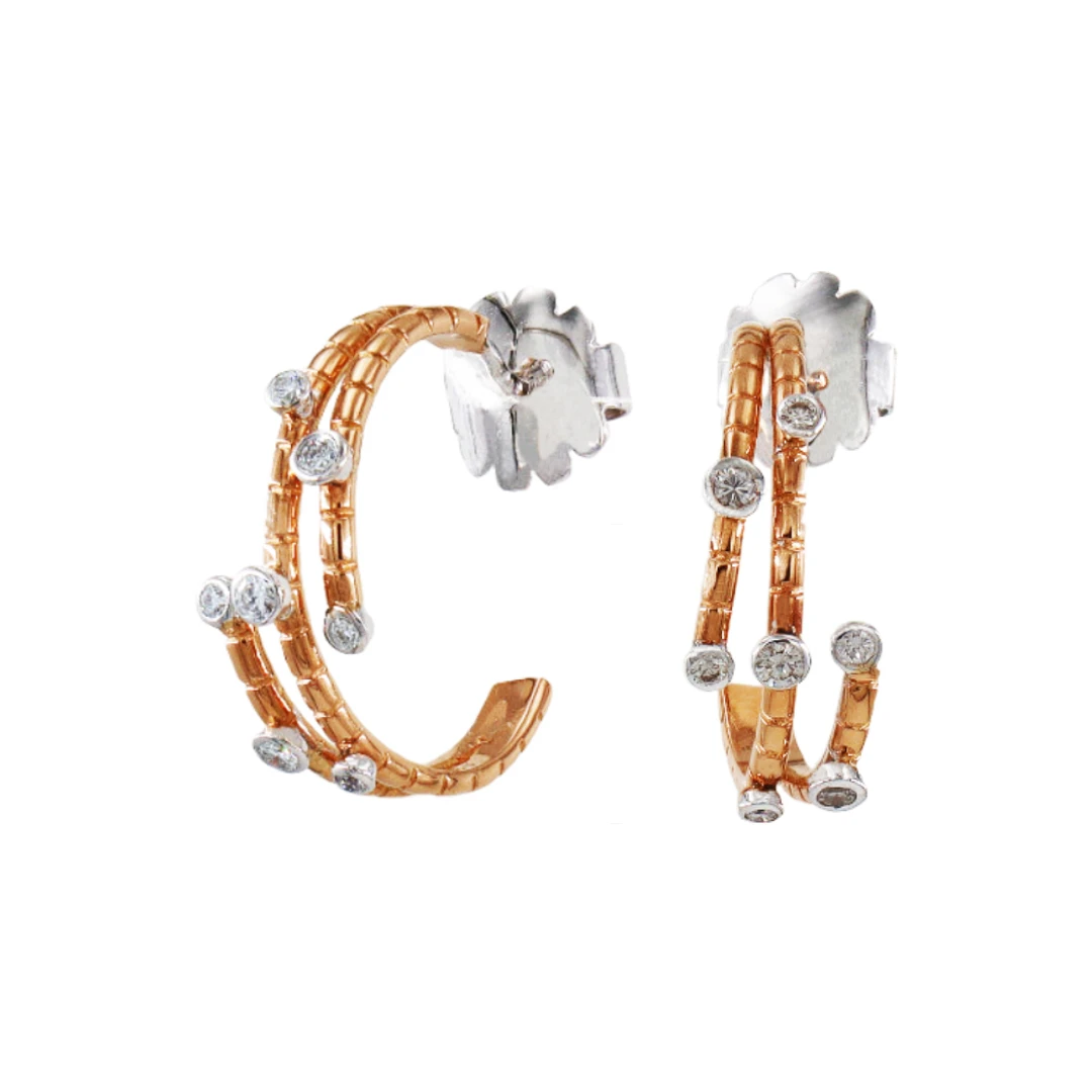 Brincos OURO Espirais e Diamantes 106945