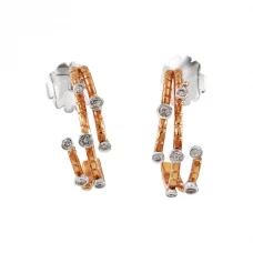 Brincos OURO Espirais e Diamantes 106945