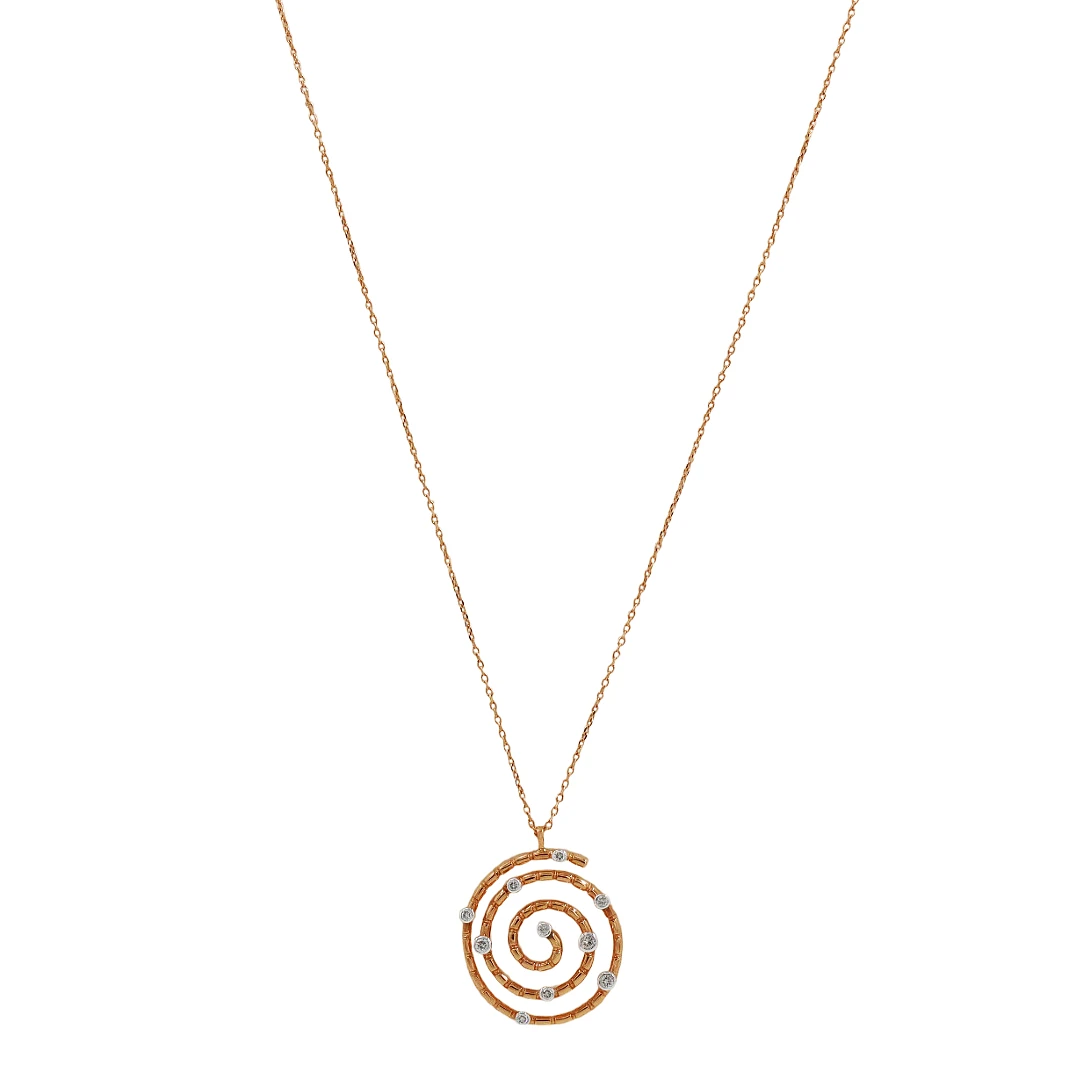 Colar OURO Espiral e Diamantes 106943