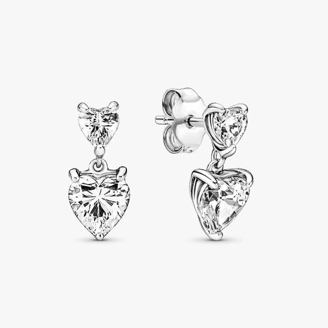 Brincos PANDORA Double Heart 291199C01